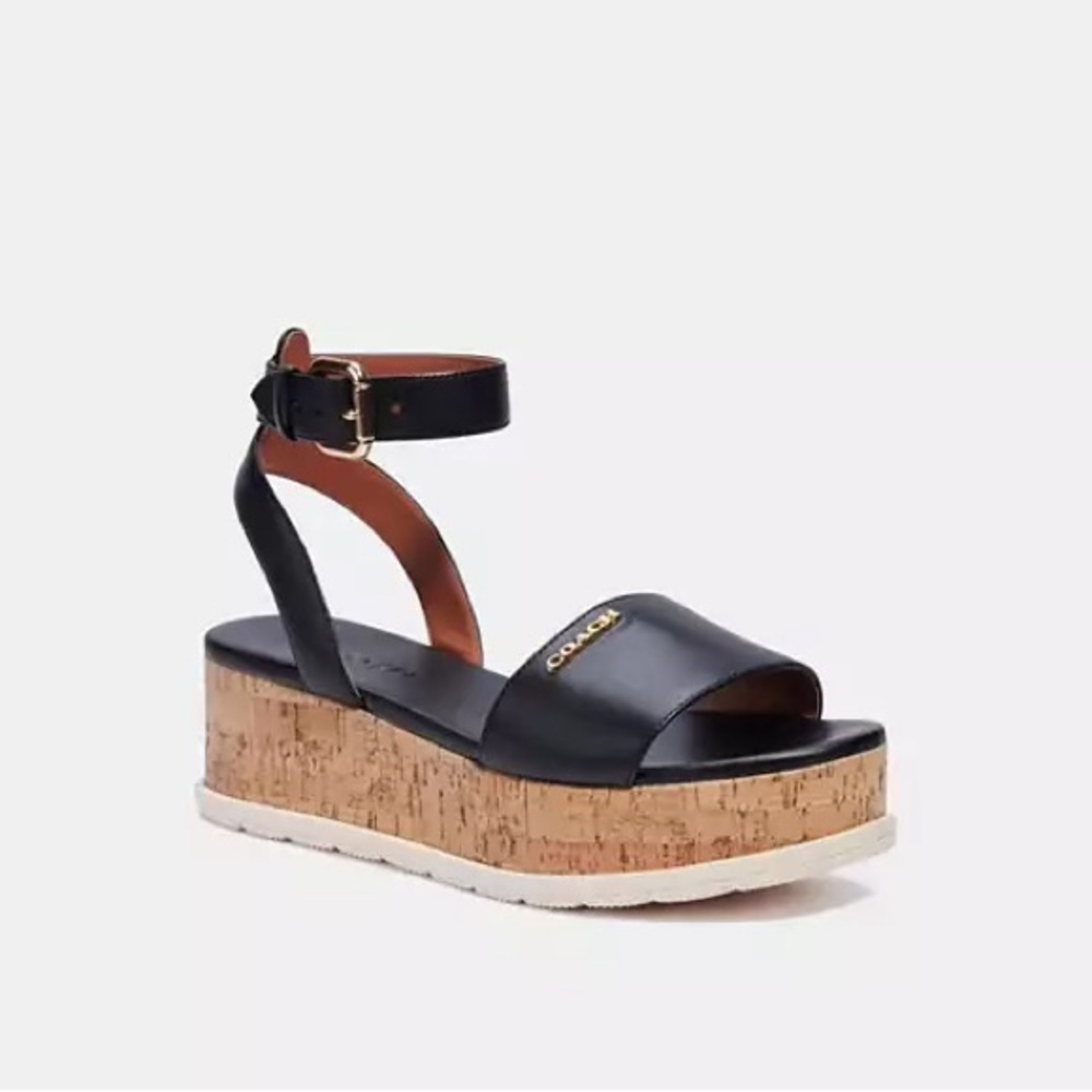 *NEW* COACH Talulah Leather Sandal - Black - Size 7.5 - Picture 2 of 6